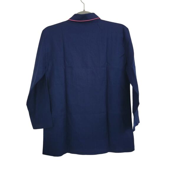 NWT J. Crew Factory Flannel Long Sleeve Pajama TOP ONLY Navy Pink XSP - Picture 4 of 4